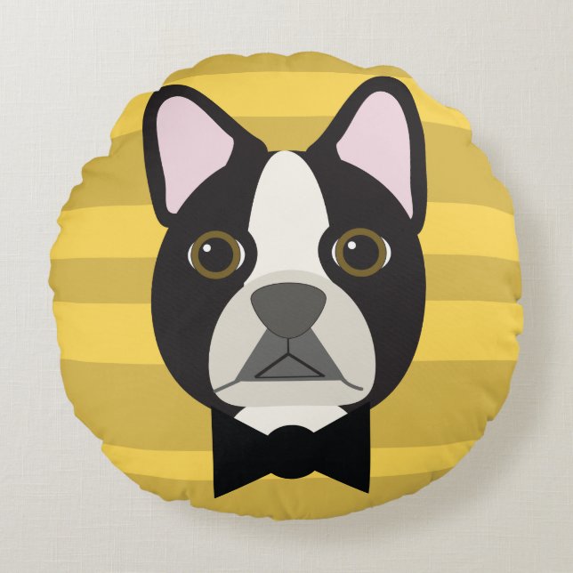 Almofada Redonda Terrier de Boston (Frente)