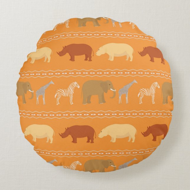 Almofada Redonda Teste padrão africano (Frente)