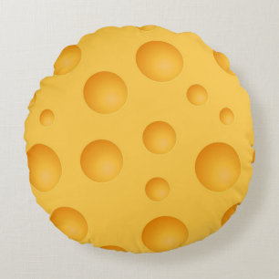 Almofada Redonda Teste padrão amarelo do queijo