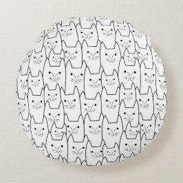Almofada Redonda Teste padrão bonito dos gatos