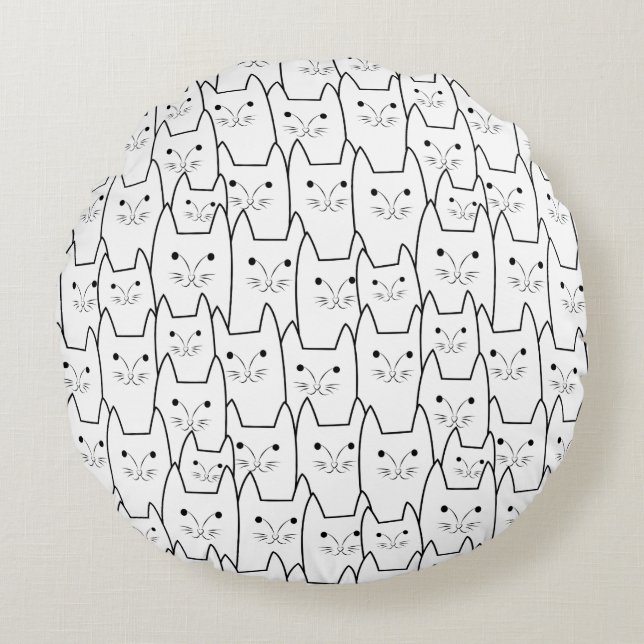 Almofada Redonda Teste padrão bonito dos gatos (Frente)
