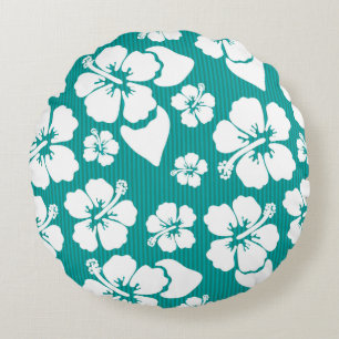 Almofada Redonda Teste padrão de flor havaiano do hibiscus