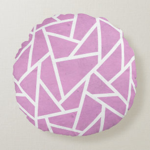 Almofada Redonda Teste padrão de mosaico cor-de-rosa e branco