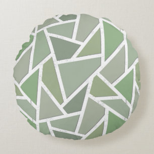 Almofada Redonda Teste padrão de mosaico da verde azeitona