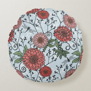 Almofada Redonda Teste padrão floral 3