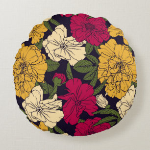 Almofada Redonda Teste padrão floral elegante