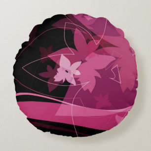 Almofada Redonda Teste padrão floral magenta