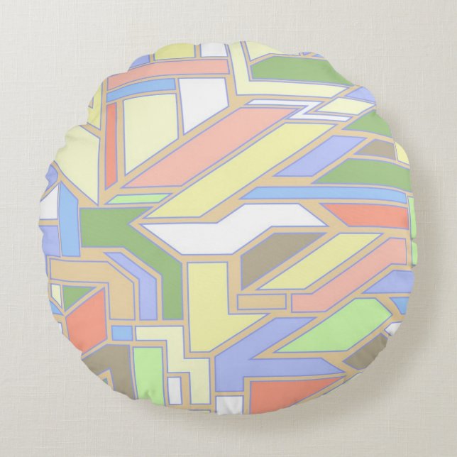 Almofada Redonda Teste padrão geométrico 3 (Frente)