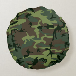 Almofada Redonda Teste padrão verde de Camo Brown da camuflagem