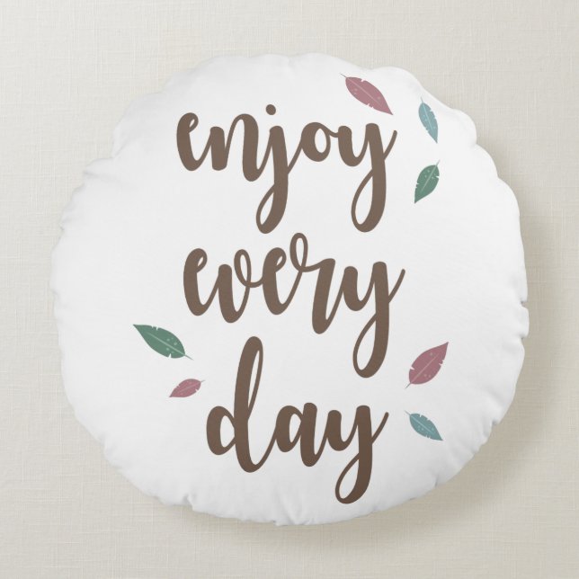 Almofada Redonda Texto de caligrafia de citação de motivação (Frente)