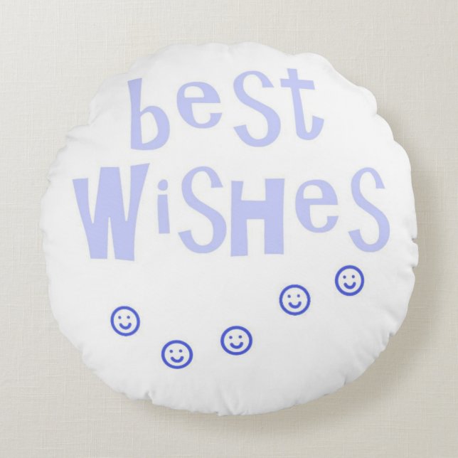 Almofada Redonda texto de melhores desejos (Frente)