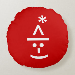 Almofada Redonda Texto do Elf Emoticon Xmas ASCII