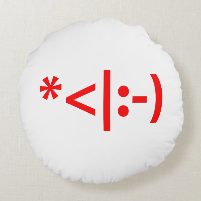 Almofada Redonda Texto do Elf Emoticon Xmas ASCII (Verso)