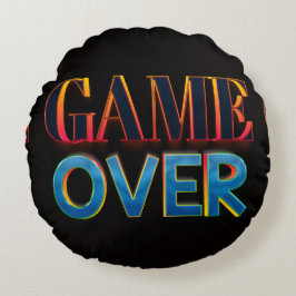 Almofada Redonda Texto “GAME OVER” em negrito e vermelho