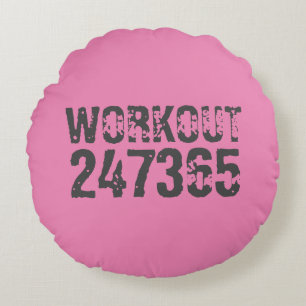 Almofada Redonda Texto vestido e arranhado Workout 247365 rosa