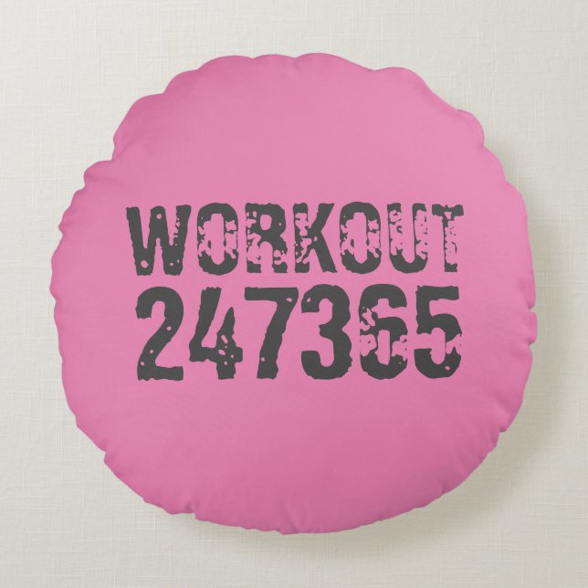 Almofada Redonda Texto vestido e arranhado Workout 247365 rosa (Frente)