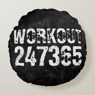Almofada Redonda Texto vestido e arranhado Workout 247365 vintage
