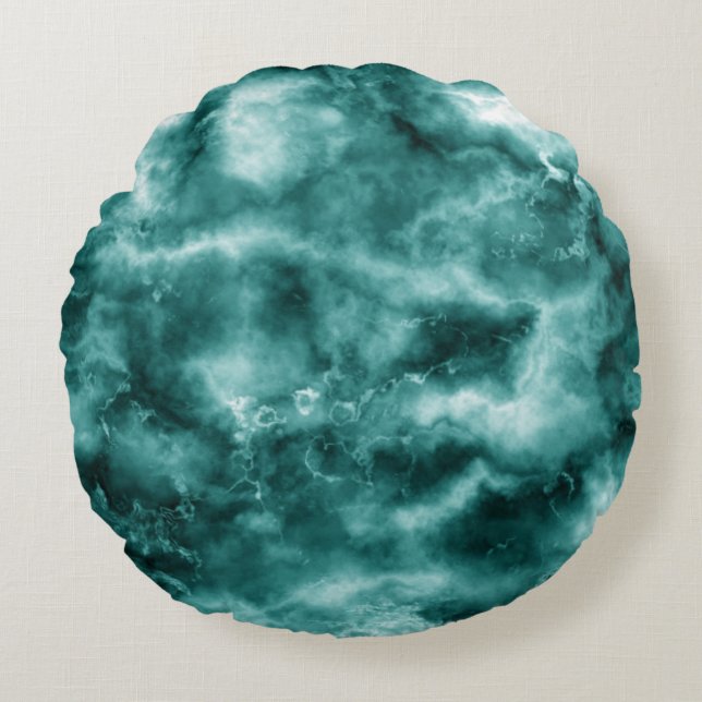 Almofada Redonda Textura de mármore verde escuro (Frente)