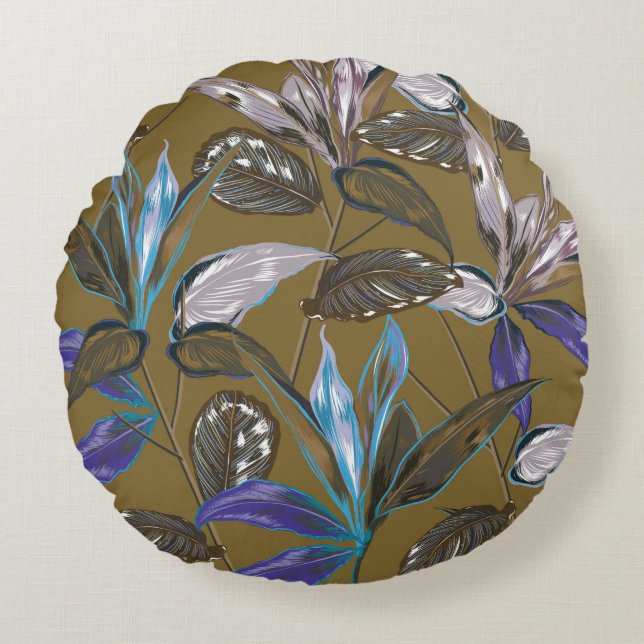 Almofada Redonda Textura de parede antiga com fissuras, fundo retrô (Frente)