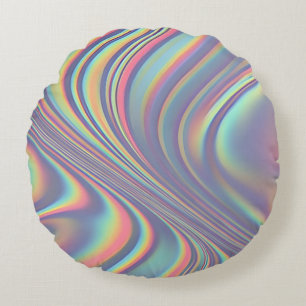Almofada Redonda Textura de Remoinho Holográfico Iridescente