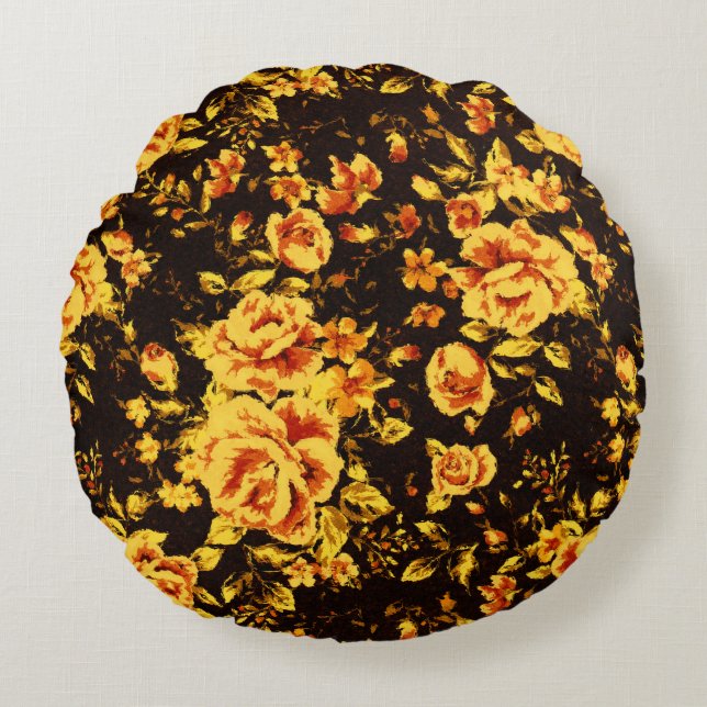 Almofada Redonda textura de vidro de faísca abstrato floral (Frente)