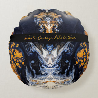 Almofada Redonda Textura Dourada e brilhante do mármore Esculpida S