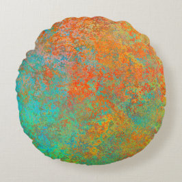 Almofada Redonda Textura em cobre e turquesa