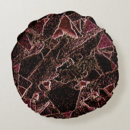 Almofada Redonda Textura em estilos castanhos esculpidos