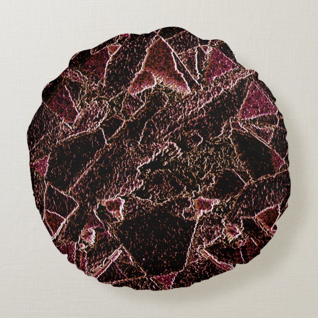 Almofada Redonda Textura em estilos castanhos esculpidos (Verso)