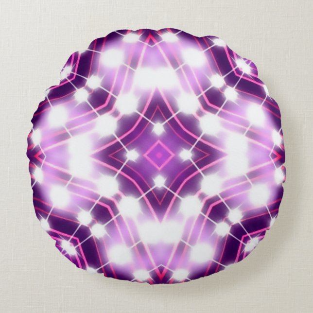 Almofada Redonda Textura em Segundo Plano Dinâmica das Projeturas (Frente)