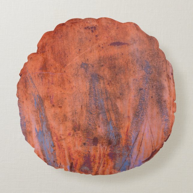 Almofada Redonda Textura enferrujada antiga, abstrata, envelhecida, (Frente)