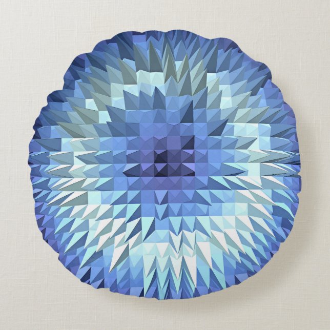 Almofada Redonda textura geométrica abstrata do poligonal (Frente)