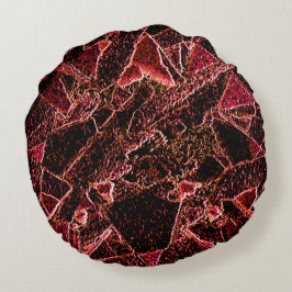 Almofada Redonda Textura gravada do estilo rochoso castanho avermel