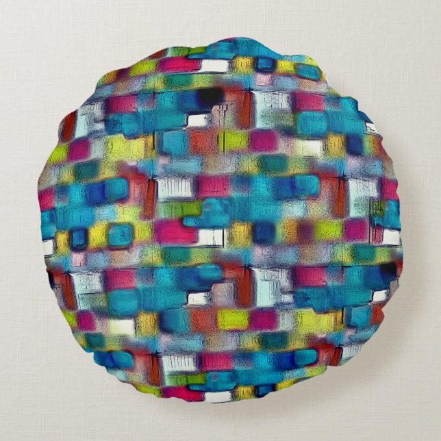 Almofada Redonda Textura grosseira digital de forma quadrada muito  (Verso)