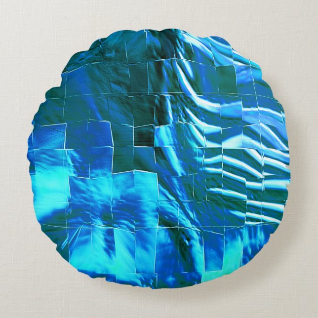 Almofada Redonda Textura metálica abstrato de mosaico céu limpo (Frente)