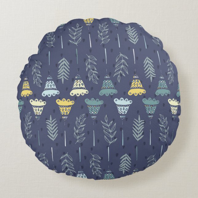 Almofada Redonda Textura perfeita e sem costura com folhas naturais (Frente)