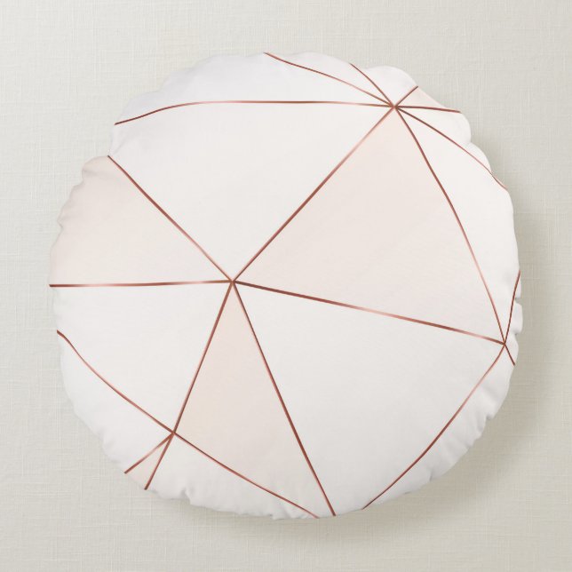 Almofada Redonda Textura poligonal metálica de cobre com glit de br (Frente)