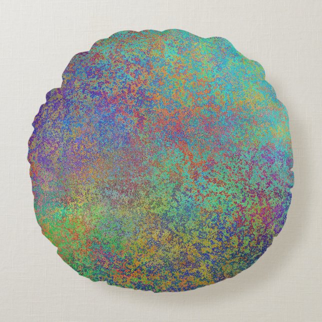 Almofada Redonda Textura roxa e turquesa (Frente)