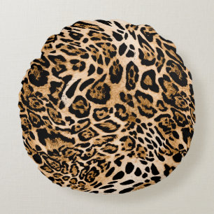 Almofada Redonda Textura sem leopardo, pele de animal