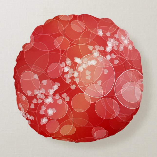 Almofada Redonda Textura vermelha do inclinação do estilo de Bokeh (Frente)