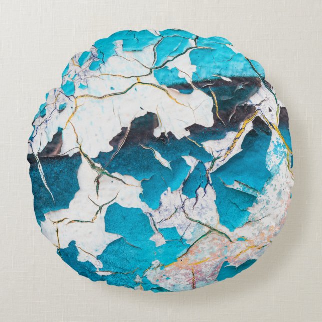 Almofada Redonda Texturas antigas de parede esmerilada e terremoto  (Frente)