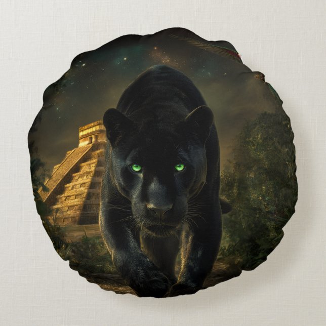 Almofada Redonda The Black Puma and the Green Macaw (Verso)