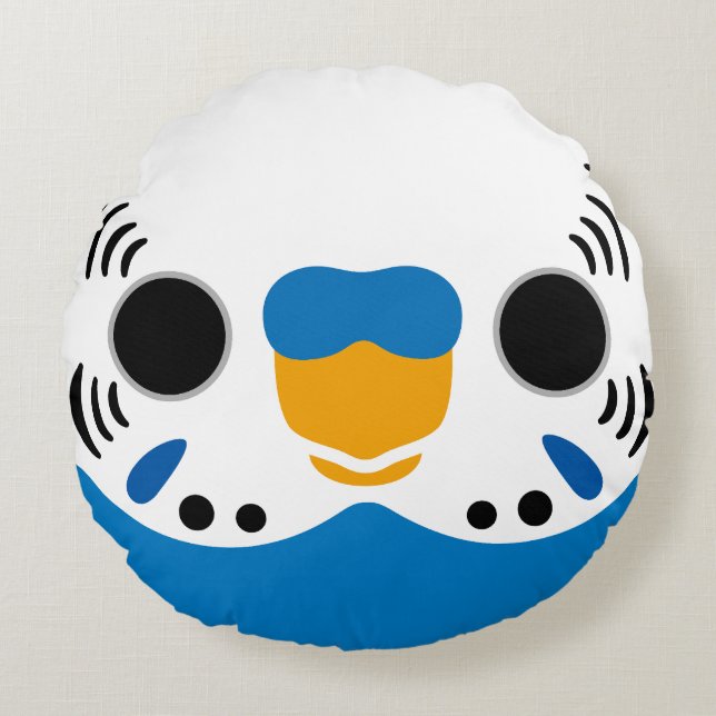 Almofada Redonda The face of a normal cobalt male budgie (Frente)