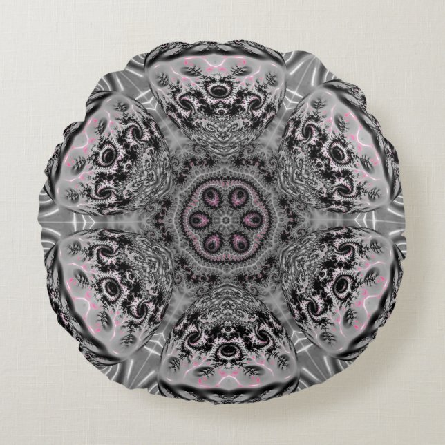 Almofada Redonda The Silver Fractal Garden (Frente)