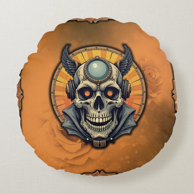 Almofada Redonda The winged skull.  (Frente)