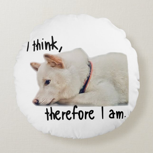 Almofada Redonda Thinking dog クッション　by koroku (Frente)