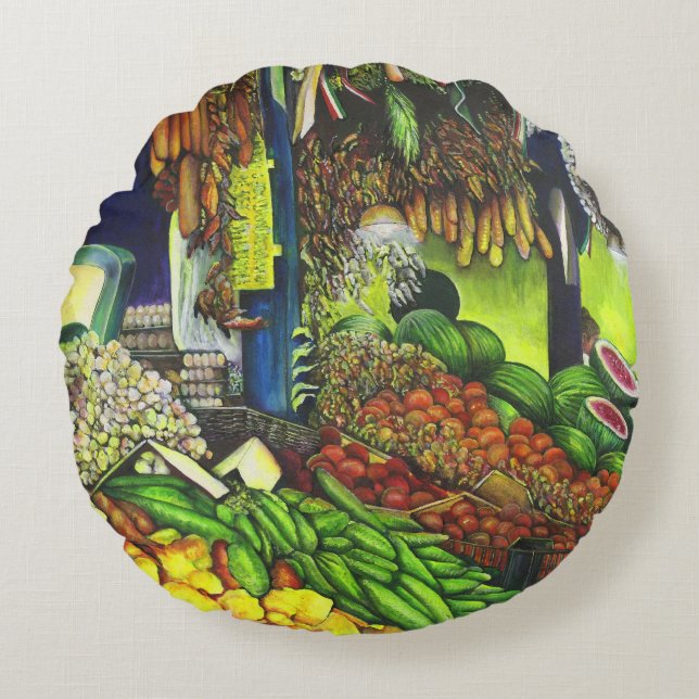 Almofada Redonda Threads Comuns de Interações Humanas (Frente)