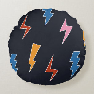Almofada Redonda Thunderbols sem soldadura, raios desenhados à mã