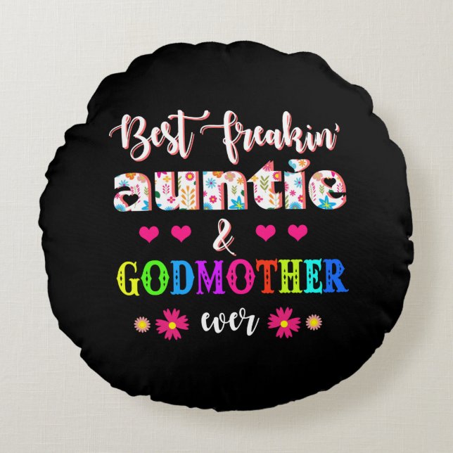 Almofada Redonda Tia E Madrinha Da Flor Nunca (Frente)