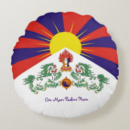 Almofada Redonda Tibete e Leões de Neve, bandeira - Himalaias/Tibet